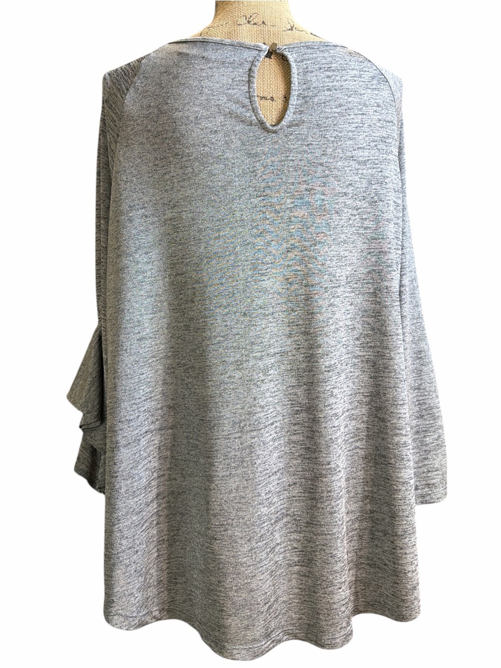 7th Avenue Design Studio Women's Heather Gray Ruffle-Sleeve Tunic EC  Size XL - Picture 4 of 6